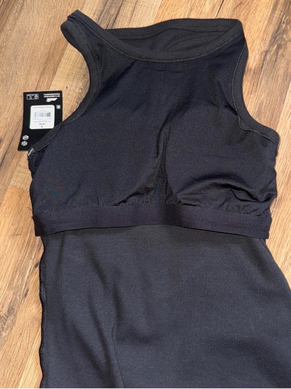 NWT Avia Black Ribbed Racerback Tank w/Bra - Picture 3 of 4